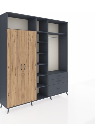 Hyperion Dolap 9 Raflı 3 Çekmeceli 2 Askılı 220x44x243 Antrasit-çam/antrasit Atlas Çam/antrasıt Hyperion Dolap 9 Raflı 3 Çekmeceli 2 Askılı 220x44x243 Antrasit-çam/antrasit Atlas Çam/antrasıt