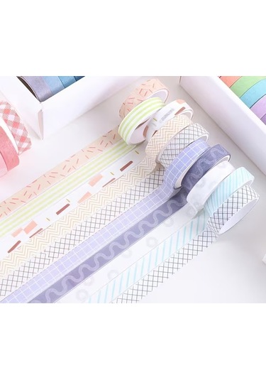 Share Vintage Washi Tape Bant Yapışkanlı Maskeleme Kağıdı Desenli Bant 20'li - Basic Seri Desenler 1
