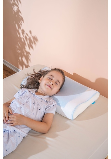 Visco Serinletici Jelli Boyun Destekli Çocuk Yastığı 47x32x8/6 Cm Beyaz