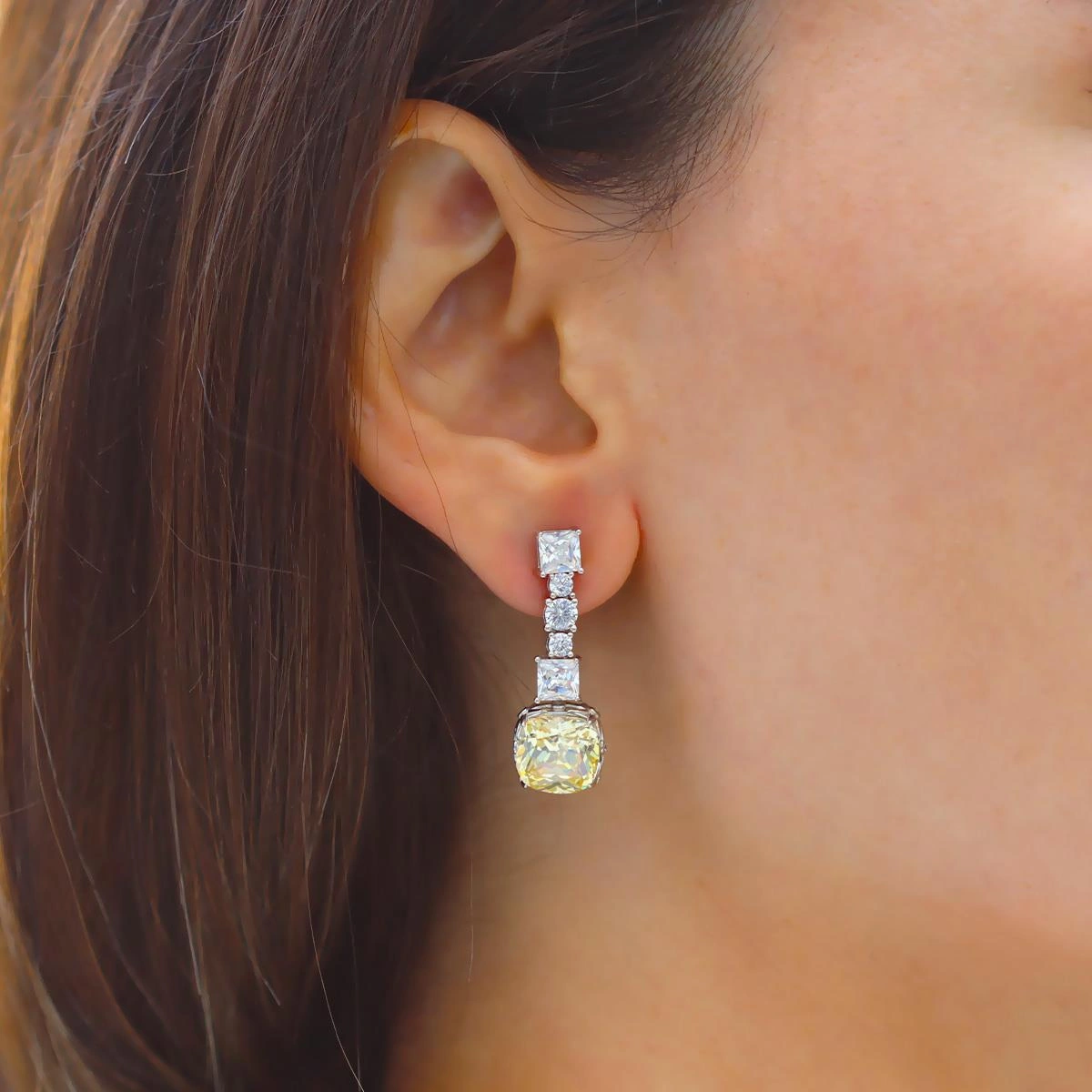 Radiant Sitrin Taşlı Gümüş Küpe Gümüş