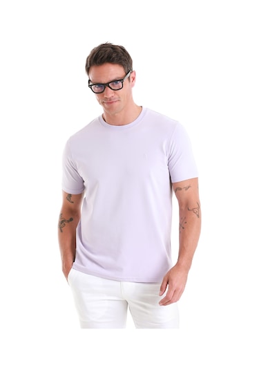 Hatemoğlu Lila Regular Fit Düz Bisiklet Yaka Pamuklu Triko Tişört 35102023c003 013 Lila