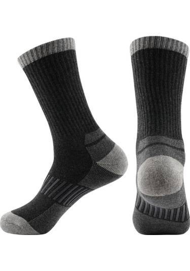 Teltree Kışlık Kalın Orta Bilekli Kayak Çorabı - Isı Sağlama, Ter Emici, Anti Kayma Outdoor Spor Çorabı Koyu Gri Koyu Gri