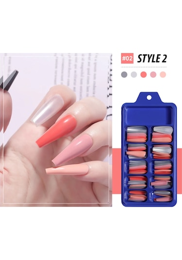 100 Adet Tam Kaplamalı Takma Tırnaklar Balerin Manikürü Düz Renk Sahte Tırnaklar Tırnak Sanatı Ucu Yapay Tırnaklar Manikür Aletleri 03032