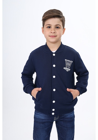 Toontoy Erkek Çocuk Okul Nakışlı Hırka Lacivert