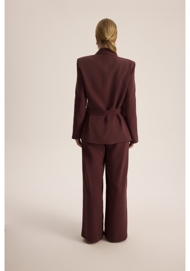 Mai Studios Co. Mirelka Bağlamalı Bordo Blazer Pantolon Takım Bordo