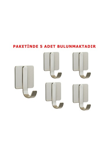 Ardini Kendinden Yapışkanlı Askılık Krom 03 Pakette 5 Adet Çok Renkli