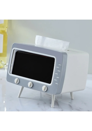 Kırmızı-yaratıcı 2 In 1 Tv Doku Kutusu Masaüstü Kağıt Tutucu Dağıtıcı Depolama Peçete Kılıfı Organizatör Cep Telefonu Tutucu İle