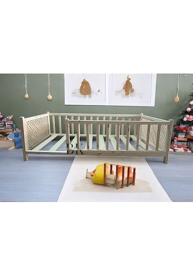 So Chic Doğal Ahşap Montessori Bebek Ve Çocuk Karyolası 70 X 130