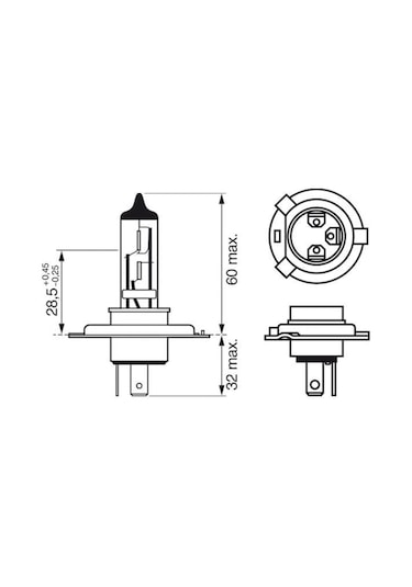 Bosch  Ampul 12V H4 60 55Watt P43T Tırnaklı