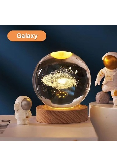 Prestigegoods Ay Lambası Galaksi Işığı 3 İnç 7 Renk Değiştiren Şeffaf Kristal Led Ay Işığı U Çok Renkli