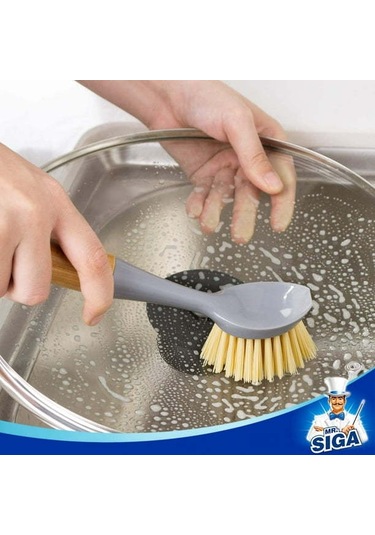 Reedark Ahşap Saplı Mutfak Temizlik Fırçası Seti 2 Adet - Sert Tüy Temizleyici, Tencere, Kase, Lavabo Ve Lavabolar İçin Uygun