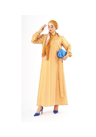 Özel Üretim Fatma Sezen Tafta Elbise Beyaz