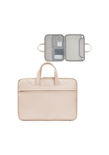 Baona Bn-q006 Pu Deri Tam Açılır Laptop Çantası 14 İnç İçin Açık Kayısı Rengi Siya