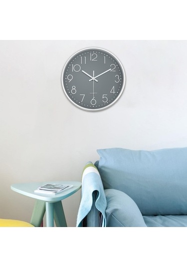 Pazly Suntek Saat Pille Gri-beyaz Gri Geçmez Duvara Çalışan Beyaz Asma 11.8 Mm Çok Renkli