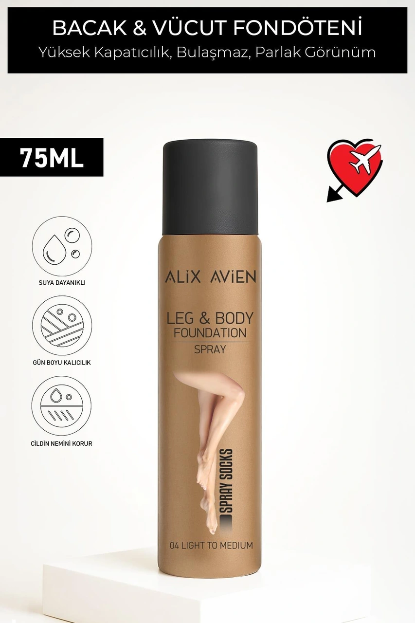 Alix Avien Bronzlaştırıcı Etki Sprey Çorap Bacak Fondöteni Light To Medium 75 ML