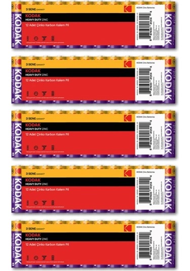 Kodak 12x5 60 Adet Çinko Karbon Kalem Pil - Ekonomik Paket