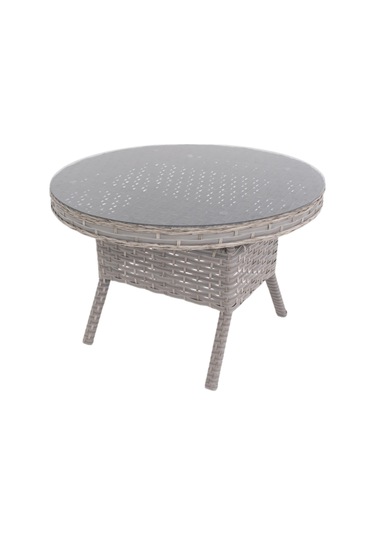 Spark Nova 110 Cm Rattan Yuvarlak Minderli Bahçe Masa Takımı Gri