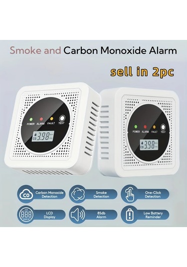 Willowhaven 2 Adet Duman Ve Karbonmonoksit Dedektörü Pil İle Çalışan Dijital Ekranlı Çift Sensörlü