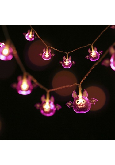 Suofeng Halloween Dekoratif Bat Figürlü Işık Zinciri - 1.5m 10led Iki Adet Paket - Ev, Pencere, Duvar Dekoru