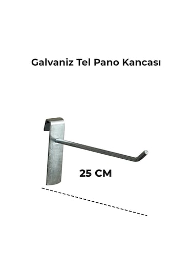 25 Cm 60 Adet Tel Pano Kancası Raf Askısı Galvaniz