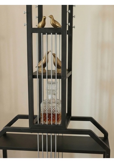 Gitar Ünite Metal Raflı Kitaplık Siyah Mdf