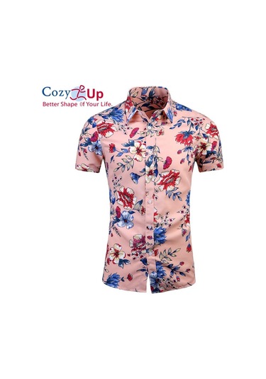 Cozy Up Floral Gömlek Erkek Kısa Kollu Pamuklu Plaj Giyim Günlük Düğmeli Gömlekler Sarı