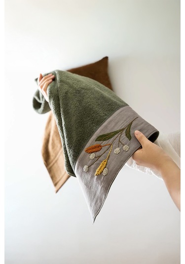 Ecocotton Farah Yeşil/kahve %100 Organik Pamuk 10 Parça Aile Bornoz Seti M-l Yeşil