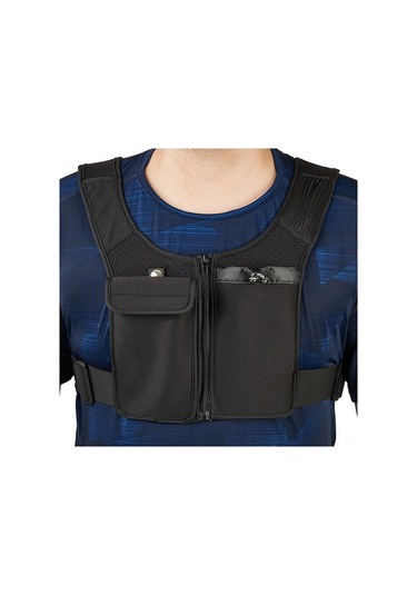 Novahub Erkekler İçin Su Geçirmez Koşu Göğüs Çantası - Ayarlanabilir Korse Ve Çift Cep Siyah Siyah