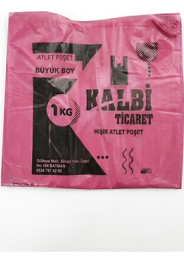 Kalın Pembe Poşet Büyük Boy Hışır Atlet Poşet 1 KG