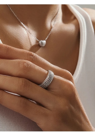 Fly Jewelry 925 Ayar Geniş Gümüş Yüzük 256687268 Gri