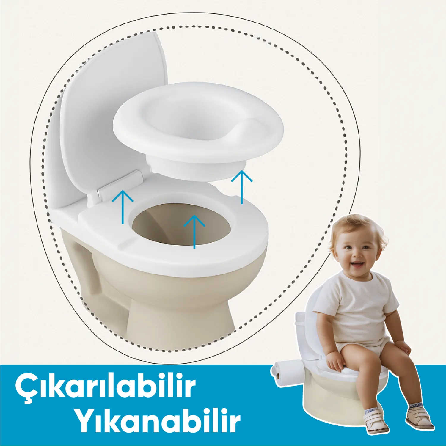 Dolu Nuve Eğitici Lazımlık Bej - Beyaz