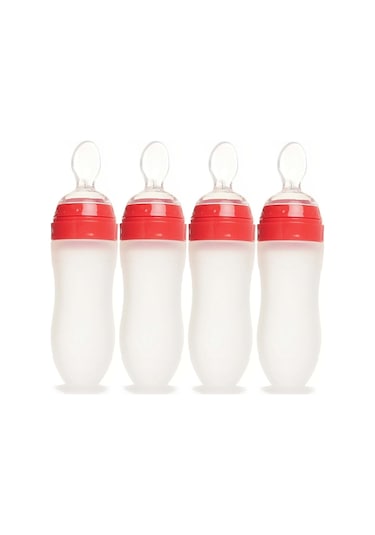 Bebedor Silikon Kaşıklı Biberon 120ml +6 Ay Şeffaf Kod:7509 4 Lü