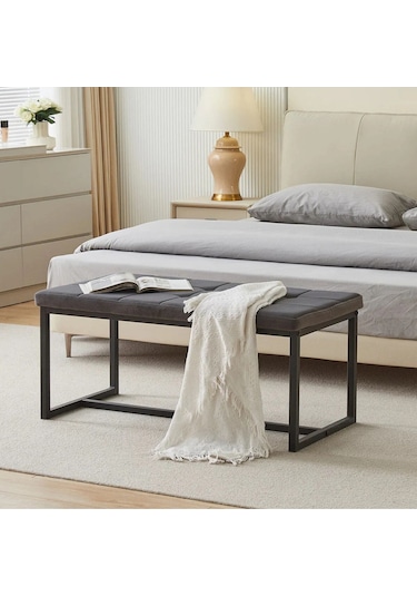 Silla Modern Metal Ayaklı Bench Beyaz - Siyah