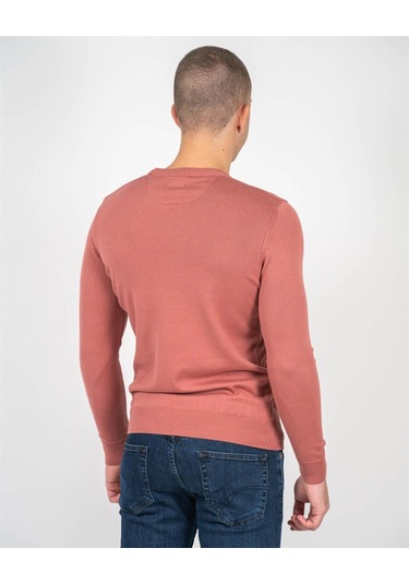 Erkek Bisiklet Yaka Triko Slim Fit Pamuklu Kazak Ncs Jeans 3002-Narçiçeği-Melanj Narçiçeği