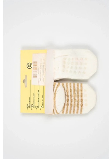 Kız Bebek Beyaz Altın Çizgili Beach Time Katia İkili Çorap Beyaz