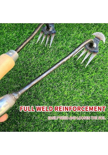 Ruicoo "4 Dişli Çelik Bahçe Yabani Ot Çekme Aleti - Dayanıklı Mangan Çeliği İle Üretilmiş"