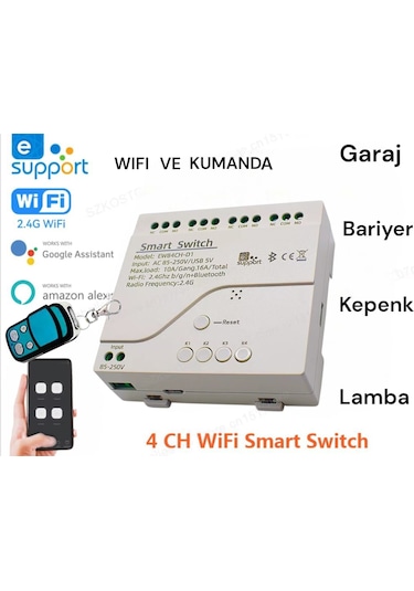 Ewelink Destekli 4 Kanallı Wifi Anahtar 28mm