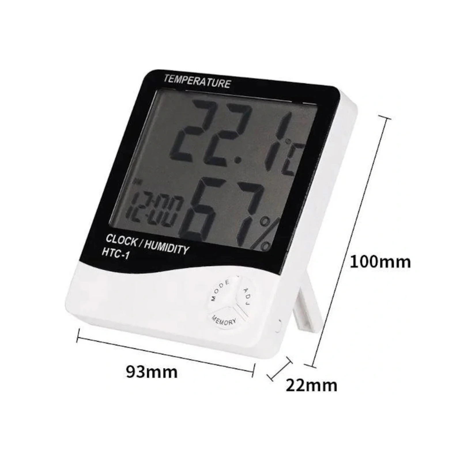 Dijital Oda Termometre Sıcaklık Ve Nem Ölçer Masa Saati Alarm Beyaz