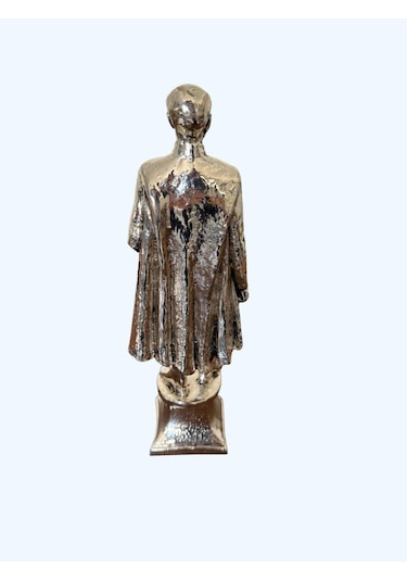 Atatürk Büstü Heykel Biblo 34 Cm Gümüş Renk