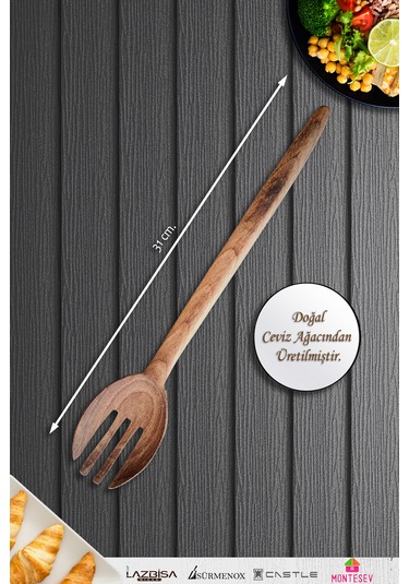 Doğal Ceviz Ağacı Ahşap Tahta Kaşık Seti Ağaç Kaşık 4 Lü Set 11 Ahşap