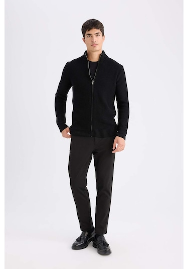 DeFacto Standart Fit Normal Kesim Yarım Balıkçı Yaka Fermuarlı Waffle Hırka R1195AZNSBK27