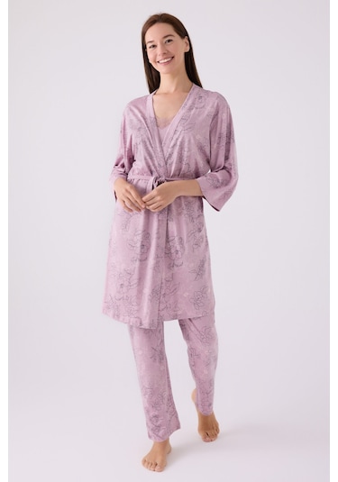 Pierre Cardin Kadın Mor 3lü Pijama Takımı Pc8875-s-v1 Mor