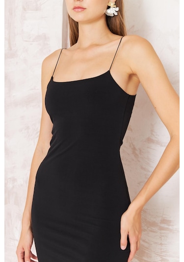 Darlin Moda Siyah Askılı Mini Elbise Dm1052 Siyah