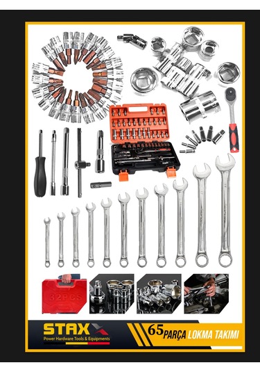 Staxx Cr-v 53 Parça Lokma Takımı Seti + 12 Parça Kombine Anahtar