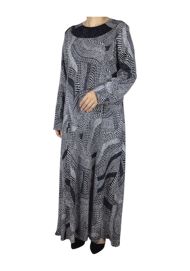 Anne Desenli Kulplu Elbise Lacivert