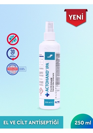 Acto Actohand Ipa El Ve Cilt Antiseptiği İzopropil Alkol %70.6 250 ML