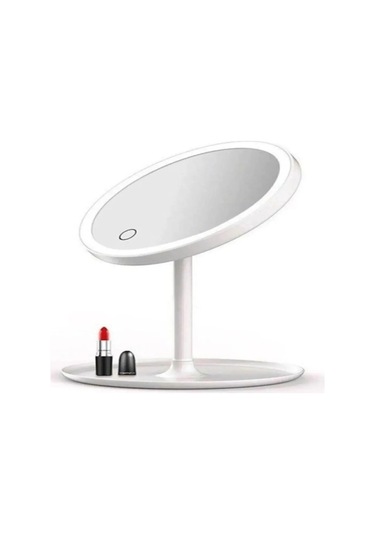 Sonx Dokunmatik Led Işıklı Usb Li Yuvarlak Masa Üstü Makyaj Aynası Makyaj Aynası Ledli Siyah