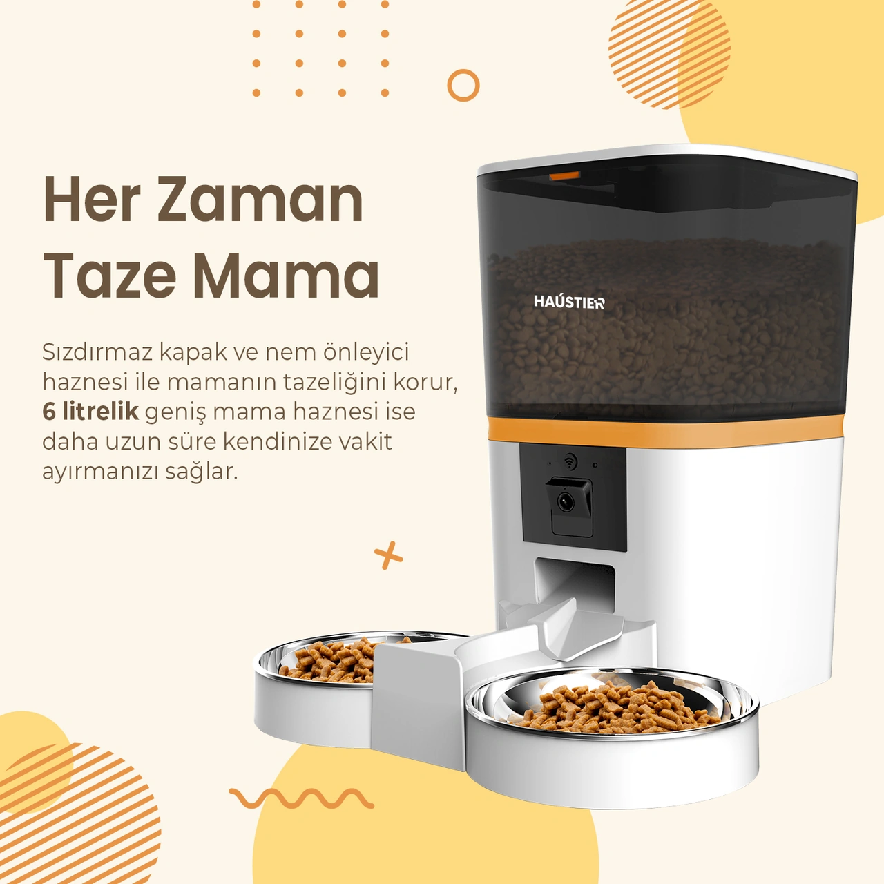 Haustier Qq009-d 1080p Fhd Kameralı, Akıllı Mama Kabı