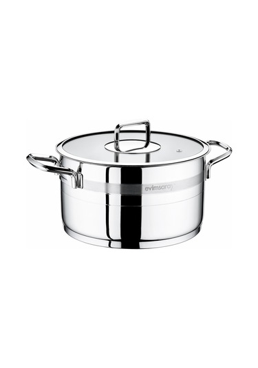 Evimsaray Safir 26x16cm Derin Tencere Gümüş