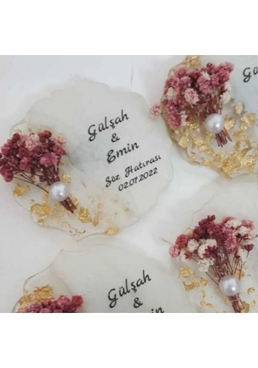 Poşetli Epoksi Magnet 45 Adet Söz Nişan Nikah Kına Düğün Hediyeli